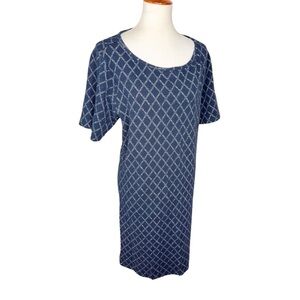 Lands’ End Navy Diamond Knit Midi Dress Women’s Plus 2X (20W–22W)